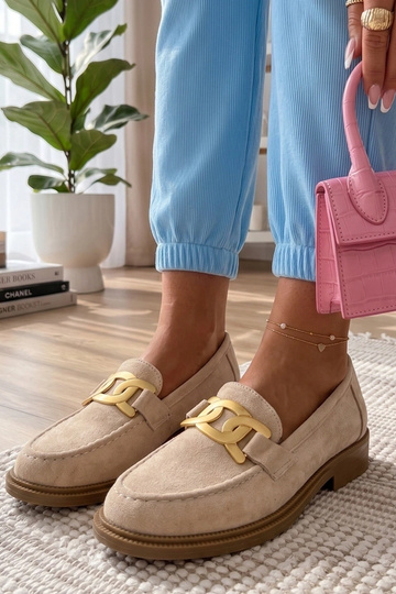 Zandkleurige mocassins met... 2