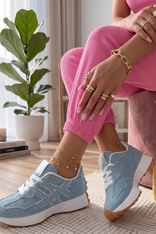 Baskets en denim sur plateforme Constanza