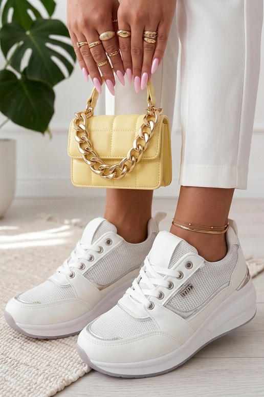 Witte sneakers met verborgen hak Ava