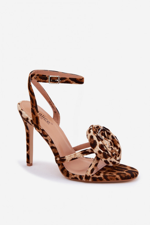 Damen Sandalen mit dünnen Absätzen, Ornamenten und Leopardenmuster Geloria