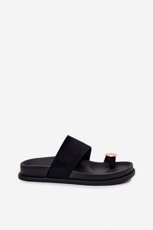 Zwarte dames slippers met gouden details Felinae