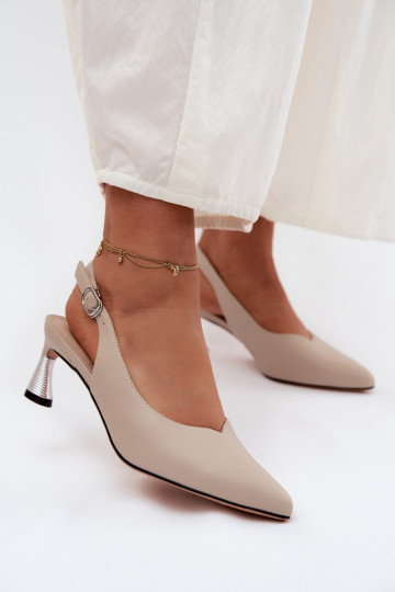 Sandales beiges pour femmes avec talons Vinceza 66922 2