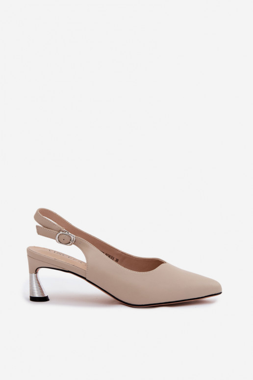 Sandfarbene Damen-Sandalen mit Absätzen Vinceza 66922