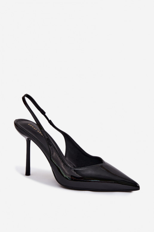 Sandales à talons hauts noires en cuir verni Calera