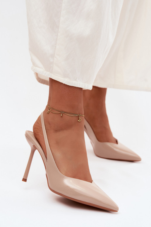 avec effet vernis chaussures à talons hauts des sandalesImitacji Skóry beige Calera