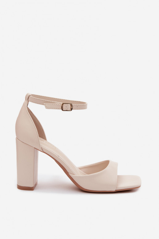 Elfenbeinfarbene Damen-High-Heels-Sandalen aus Kunstleder Melvra