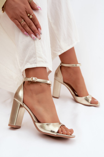 Gouden dames hoge hakken sandalen van faux leer Melvra