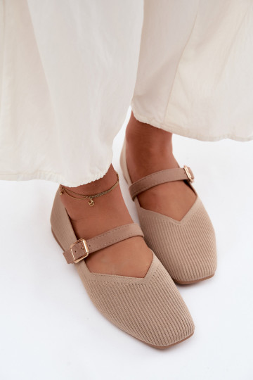 BallerinesChaussures rayéesgo Il fauttérielu Pasek avec boucles beige Calvra