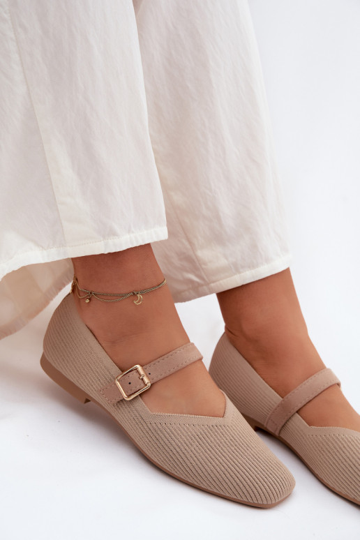 BallerinasGestreepte schoenengo Het heeftteriaalu Pasek met gespen beige Calvra