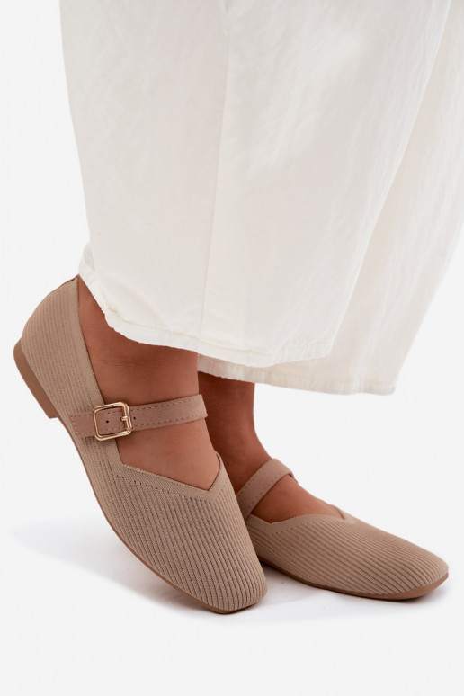 BallerinesChaussures rayéesgo Il fauttérielu Pasek avec boucles beige Calvra