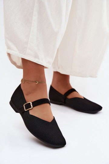 BallerinesChaussures rayéesgo Il fauttérielu Pasek avec boucles couleur noire Calvra 2