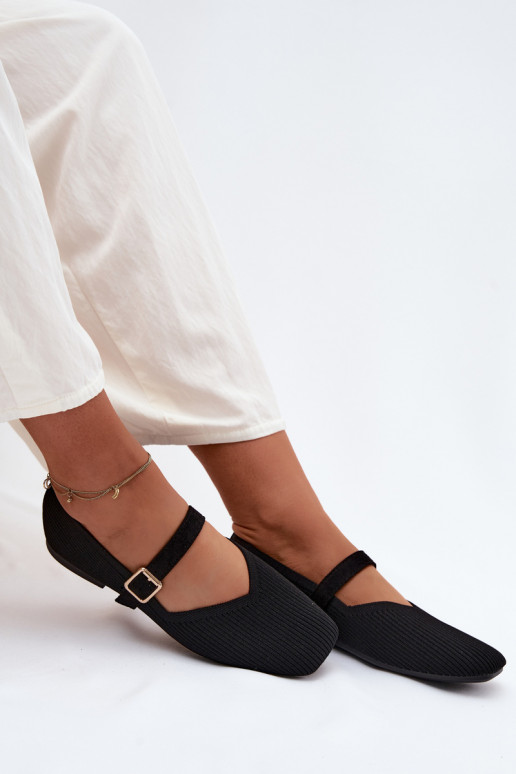 BallerinesChaussures rayéesgo Il fauttérielu Pasek avec boucles couleur noire Calvra