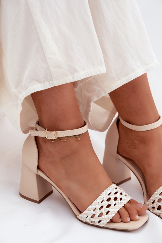 Damessandalen met hoge hakken Met Vlecht ivoor Felena