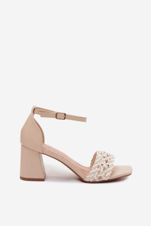 Damessandalen met hoge hakken Met Vlecht ivoor Felena