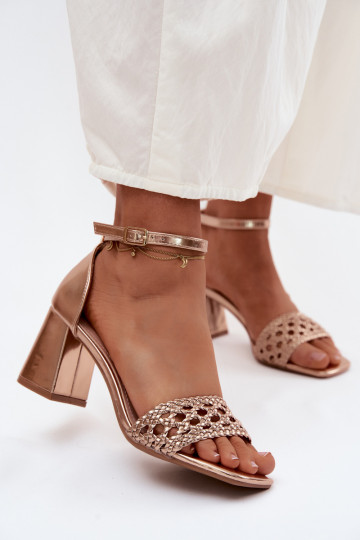 Damen-Sandalen mit hohen Absätzen Mit Zopf Szampańskie Felena