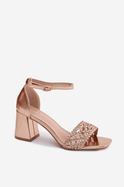 Champagnerfarbene Damen-High-Heels-Sandalen mit Zöpfen Felena