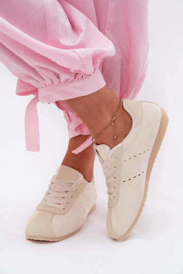 Ivoor kleurige dames sneakers van faux suede Melvelin 2