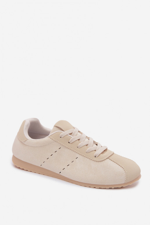 Elfenbeinfarbene Damen-Sneaker aus Kunstveloursleder Melvelin