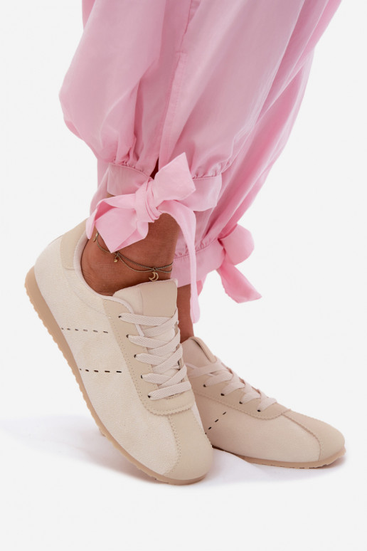 Baskets ivoire pour femmes en daim synthétique Melvelin
