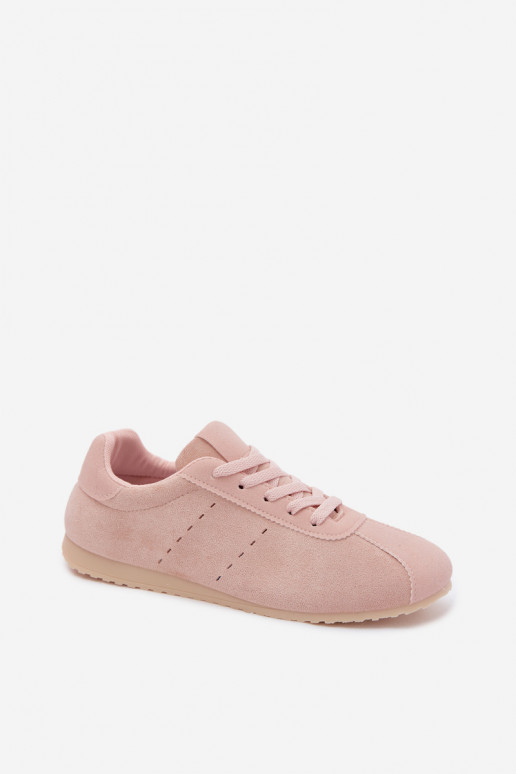 Roze dames sneakers van faux suede Melvelin