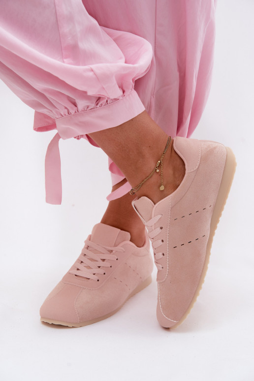 Rosa Damen-Sneaker aus Kunstveloursleder Melvelin