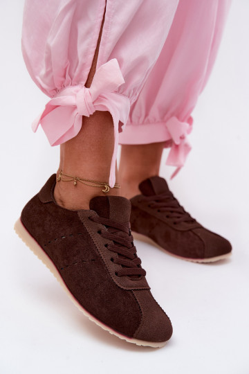 Baskets brunes pour femmes en daim synthétique Melvelin