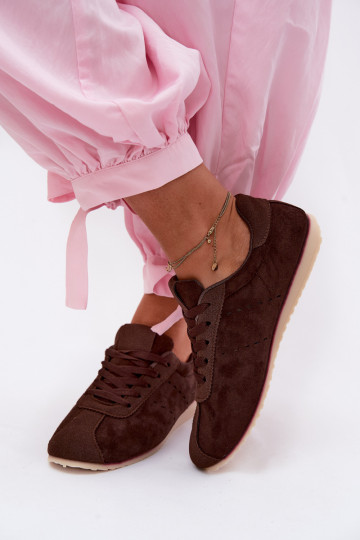 Braune Damen-Sneaker aus Kunstveloursleder Melvelin 2