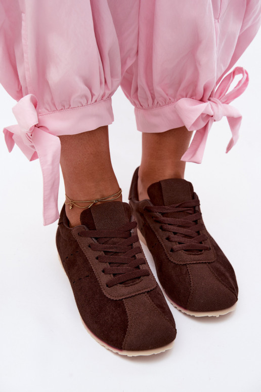 Braune Damen-Sneaker aus Kunstveloursleder Melvelin