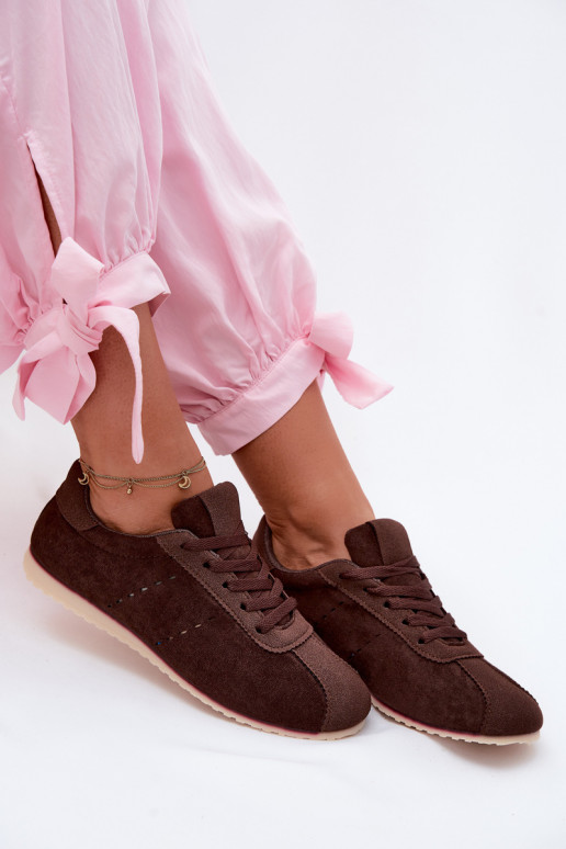 Bruine dames sneakers van faux suede Melvelin