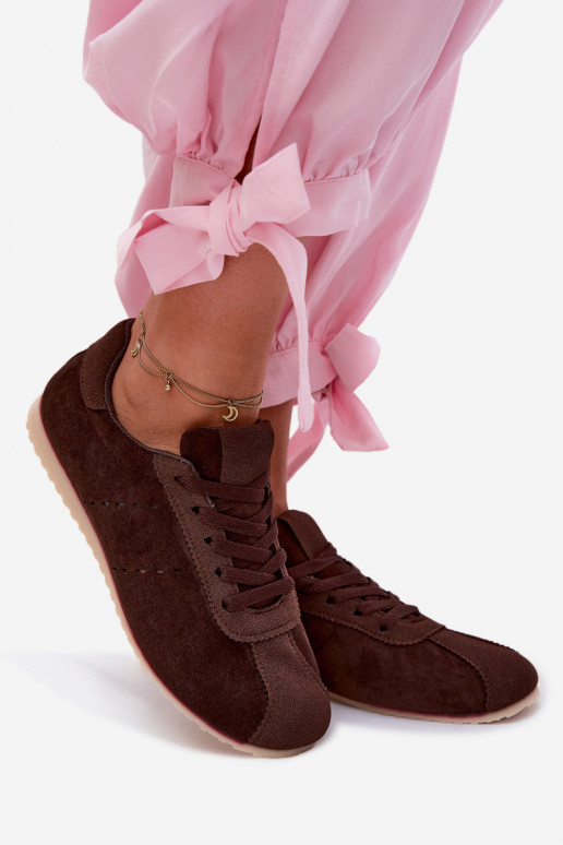 Bruine dames sneakers van faux suede Melvelin