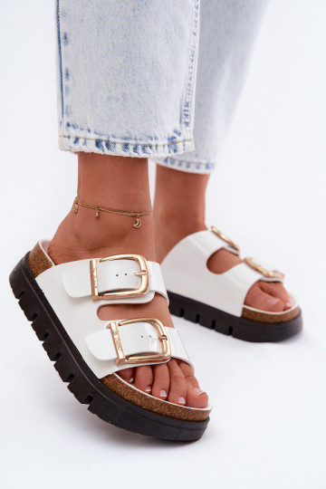 met lakeffect Damespantoffels met platform Ze gouden kleurmi met gespenmi Lee Cooper LCIN-26-35-4460L Initte kleur