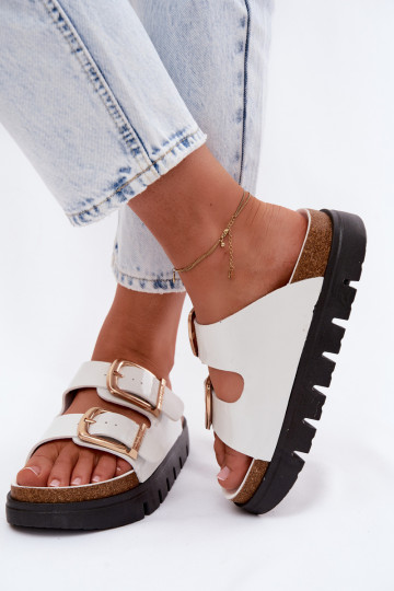 met lakeffect Damespantoffels met platform Ze gouden kleurmi met gespenmi Lee Cooper LCIN-26-35-4460L Initte kleur 2