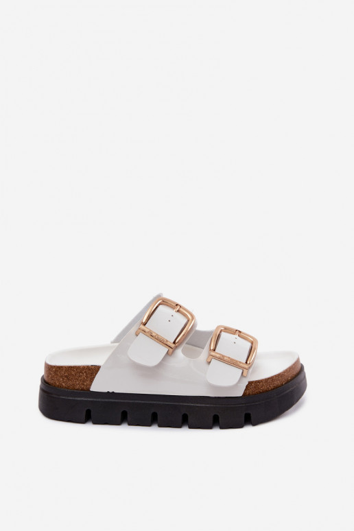 avec effet vernis Pantoufles pour femmes avec une plateforme Ze couleur doréemi avec bouclesmi Lee Cooper LCDANS-26-35-4460L cou