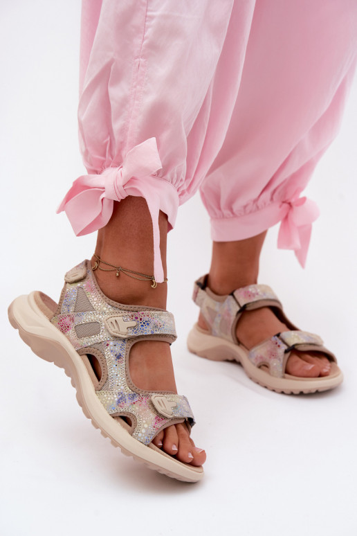 Sandales en cuir multicolores à motifs pour femmes de style sportif Morenia