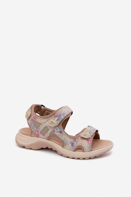 Bunt gemusterte Leder-Damen-Sandalen im sportlichen Stil Morenia