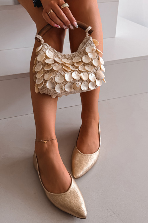 Ballerines en simili cuir couleur or Nelisa