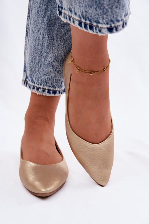 Ballerines en simili cuir couleur or Nelisa