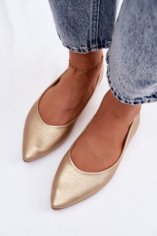 Ballerina's van kunstleer in goudkleur Nelisa