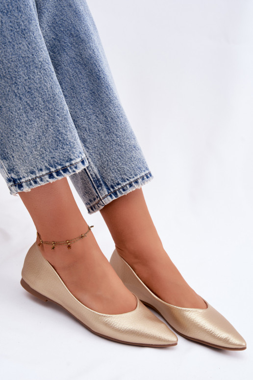 Ballerines en simili cuir couleur or Nelisa