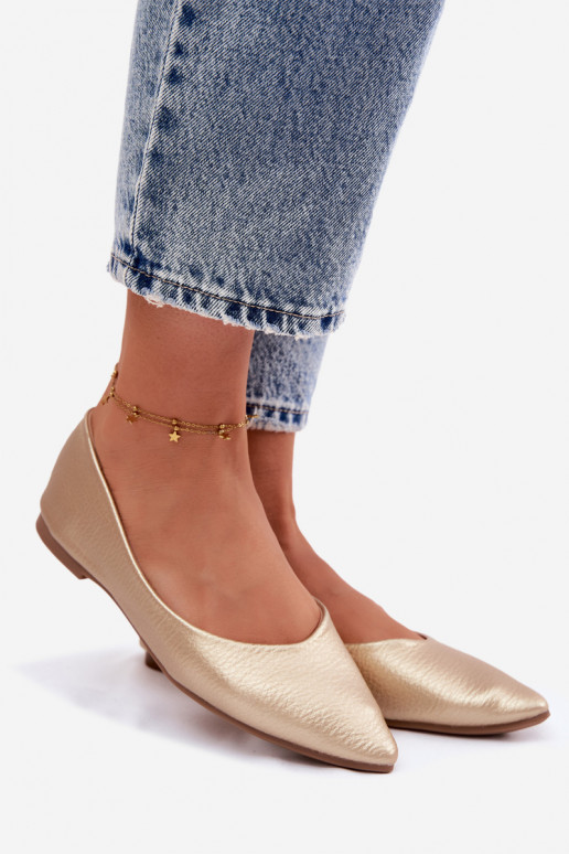 Ballerines en simili cuir couleur or Nelisa