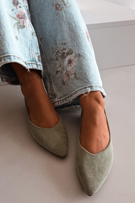Ballerines plates en daim couleur verte Lelisa