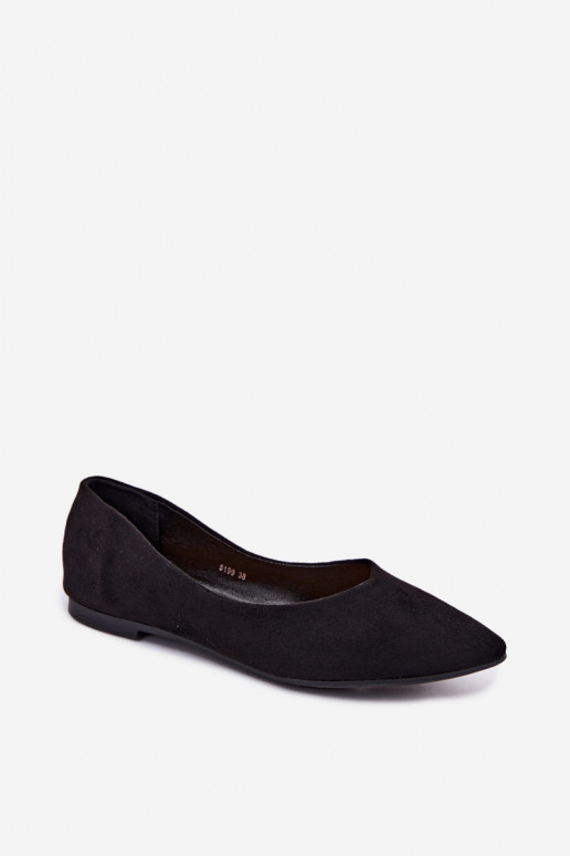 Ballerines plates en daim couleur noire Lelisa