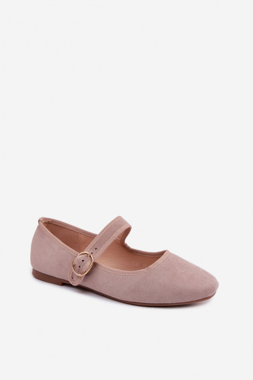 Ballerina's met bandjes en gouden accessoires met gespen in zandkleur Kelisa
