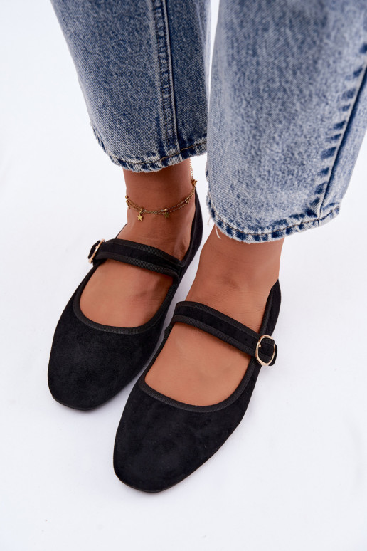 Ballerines avec des brides couleur or et boucles noires Kelisa