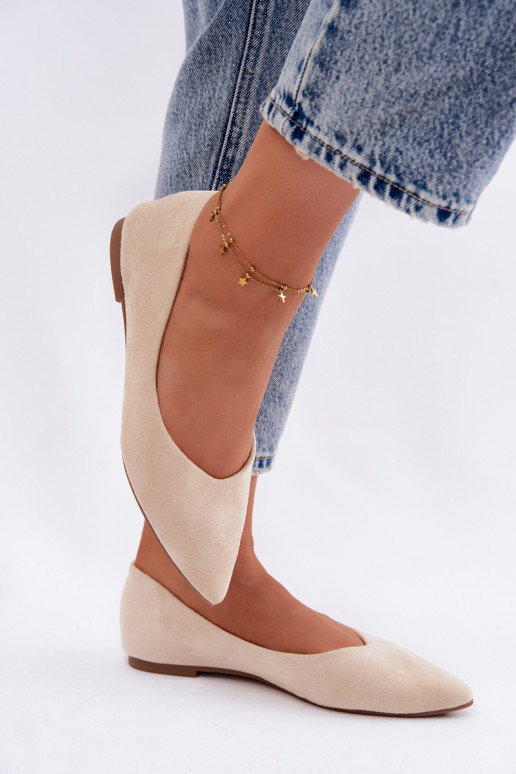 Ballerina's met platte zool van kunstsuède in zandkleur Lelisa