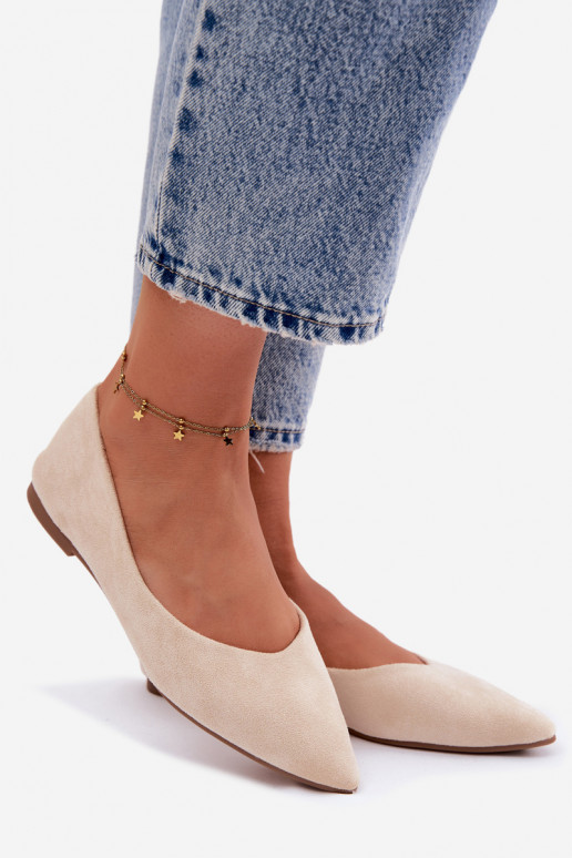 Ballerines plates en daim couleur sable Lelisa