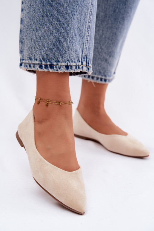 Ballerina's met platte zool van kunstsuède in zandkleur Lelisa