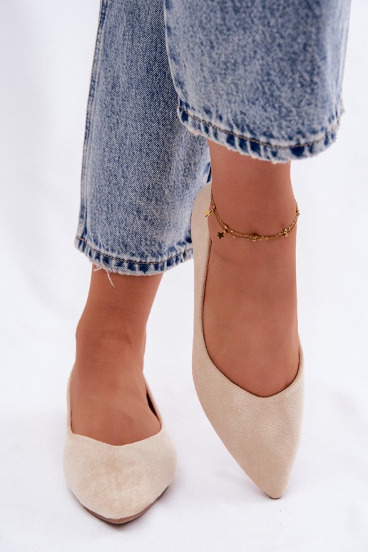 Ballerines plates en daim couleur sable Lelisa