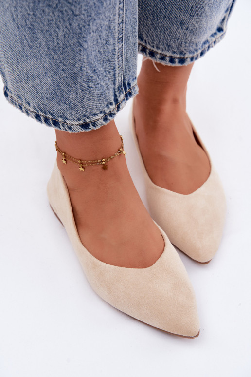 Ballerines plates en daim couleur sable Lelisa