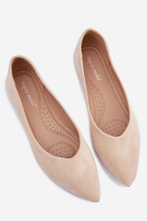 Ballerines plates en daim couleur sable Lelisa